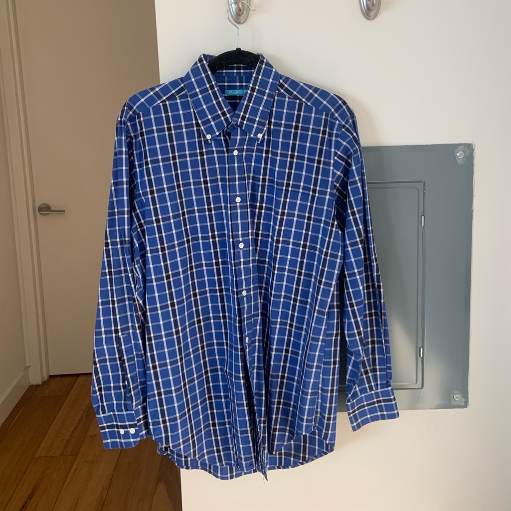 J.Mclaughlin Blue Checkered Button Down